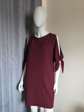 RW&CO. Deep Burgundy Tie Sleeve Dress